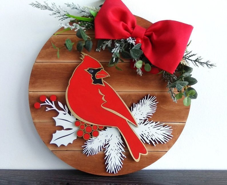 70 OFF🔥Cardinal Bird Wreath Door Hanger Decor