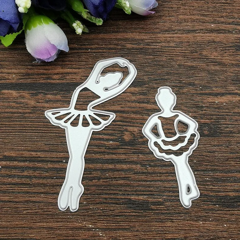 2pcs Dancing Girls Metal Cutting Dies Stencil Scrapbooking Photo Album Card Paper Embossing Craft DIY Dies Cut