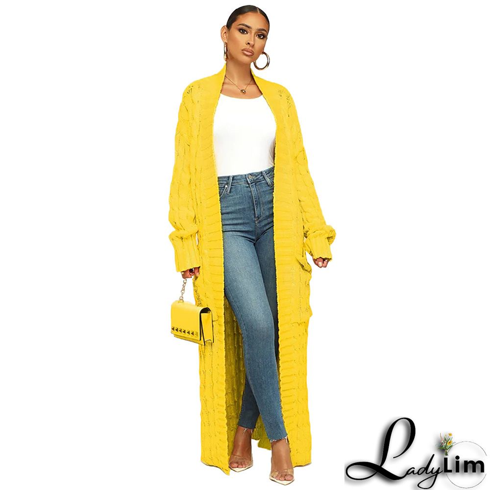 Women Winter Long Sleeve Plush Long Sweater Jacket