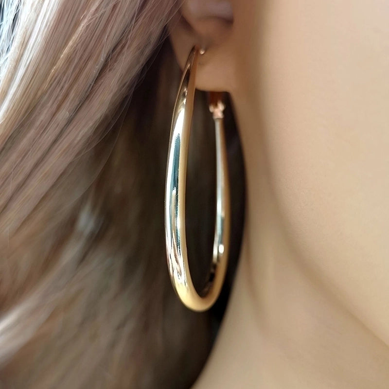 1 Pair Exaggerated Minimalist Oval Plating Copper Gold Plated Hoop Earrings