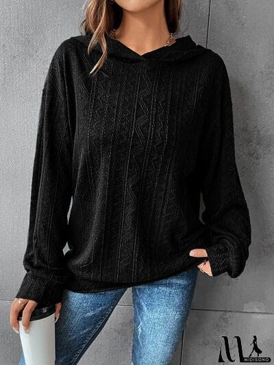 MidiSono - Textured Dropped Shoulder Hoodie