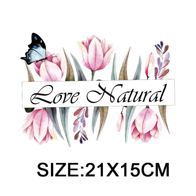 Beautiful Flowers Thermal Sticker On T-shirt DIY Washable Patches On Clothes Funny Design Iron On Transfer For Hoodies Bag Decor