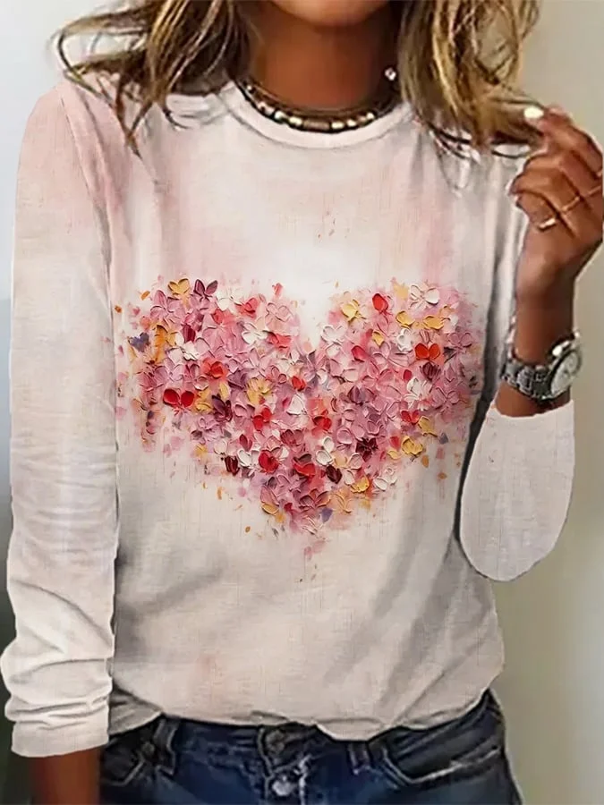 Women's Valentine's Day Heart Print Sweatshirt