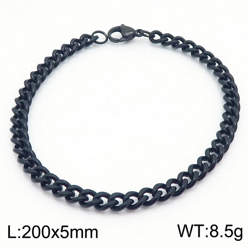 Stainless Steel Personality Fashion Trend Simple Two-Side Grinding Cuban Link Chain Bracelet Accessories