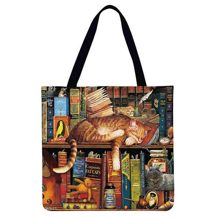 Oil Painting Cat - Linen Tote Bag