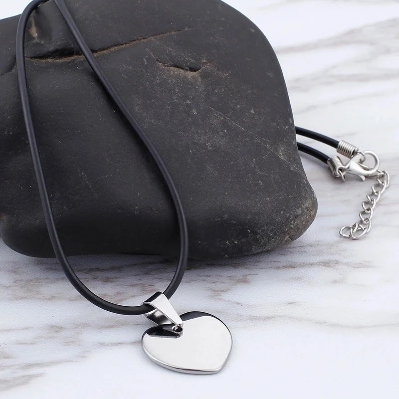 Women's Or Men's Tungsten carbide Necklace Heart Pendant Necklaces Silver  With Mens And Womens