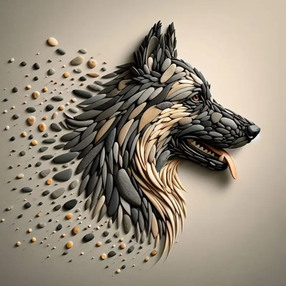 Stone Art Wolf 30*30cm(canvas) full round drill diamond painting