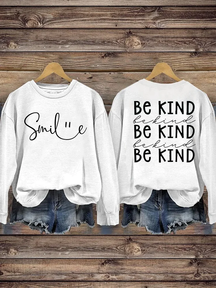 Suicide Prevention Awareness Smile Be Kind Print Casual Sweatshirt socialshop