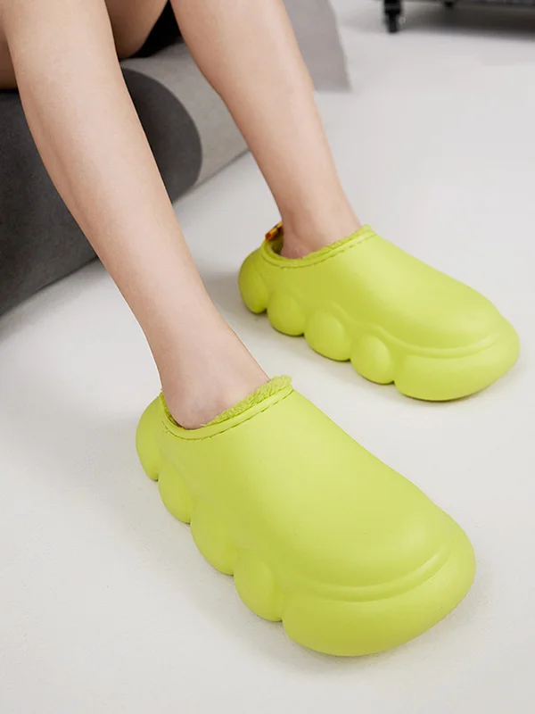 Home Wear Non-Slip Keep Warm Velvet Waterproof Pure Color Slippers