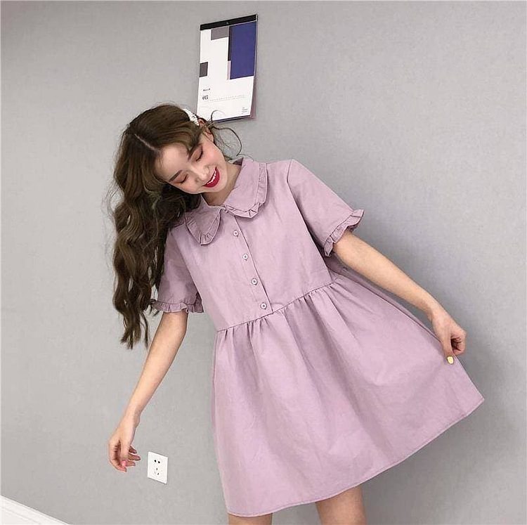 Preppy Style Purple Cute Girls  A-line Midi Dress SP15744