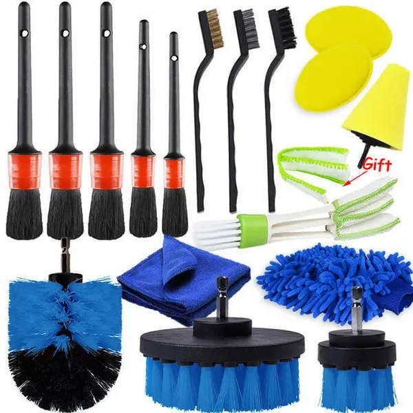 New Detail Power Scrubber Drill Brushes Wheel Rim Cleaning Detailing Brush Set For Car Air Vents Dirt Dust Remove