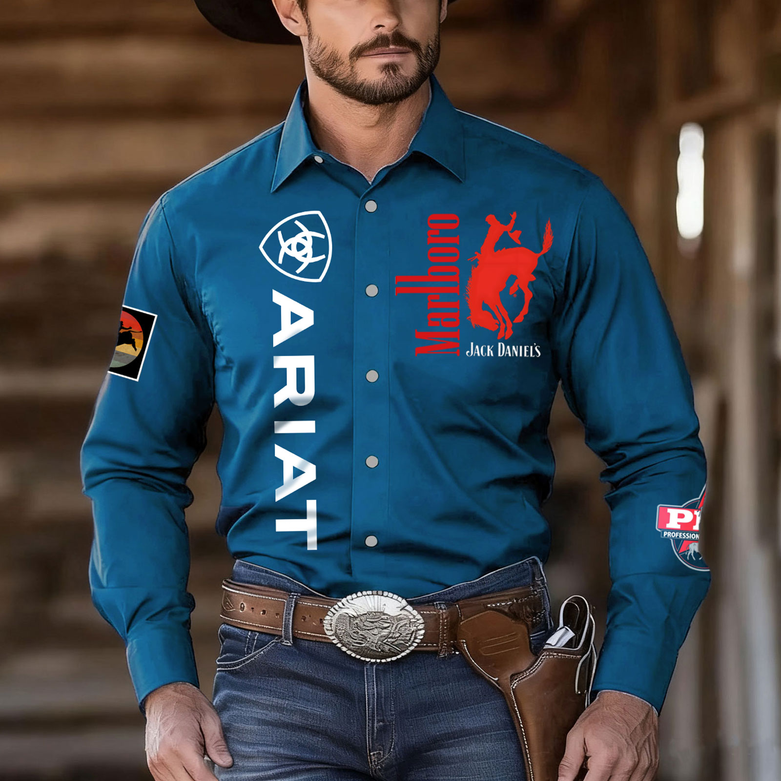 Western-Inspired Button-Up Shirt For Men
