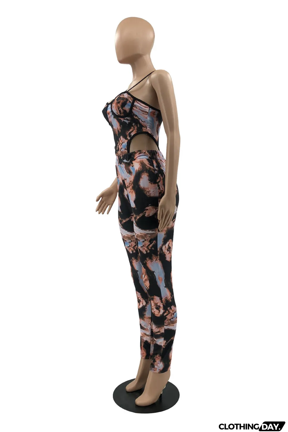 Multi-color Fashion Sexy Print Backless Spaghetti Strap Sleeveless Two Pieces