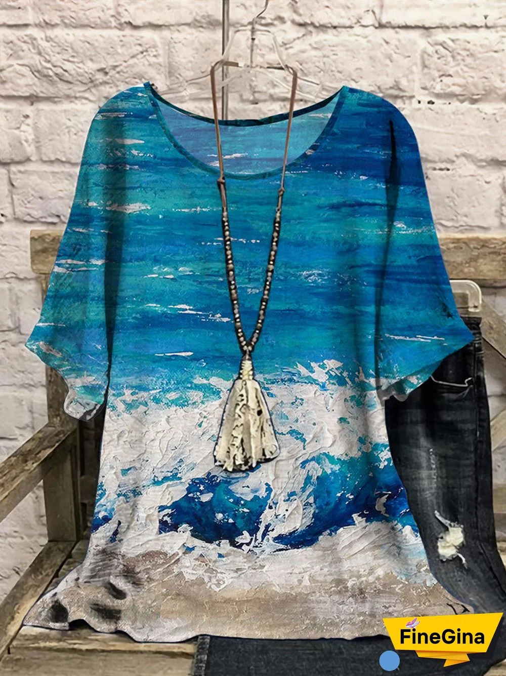 Women Short Sleeve Scoop Neck Printed Colorblock Women Tops