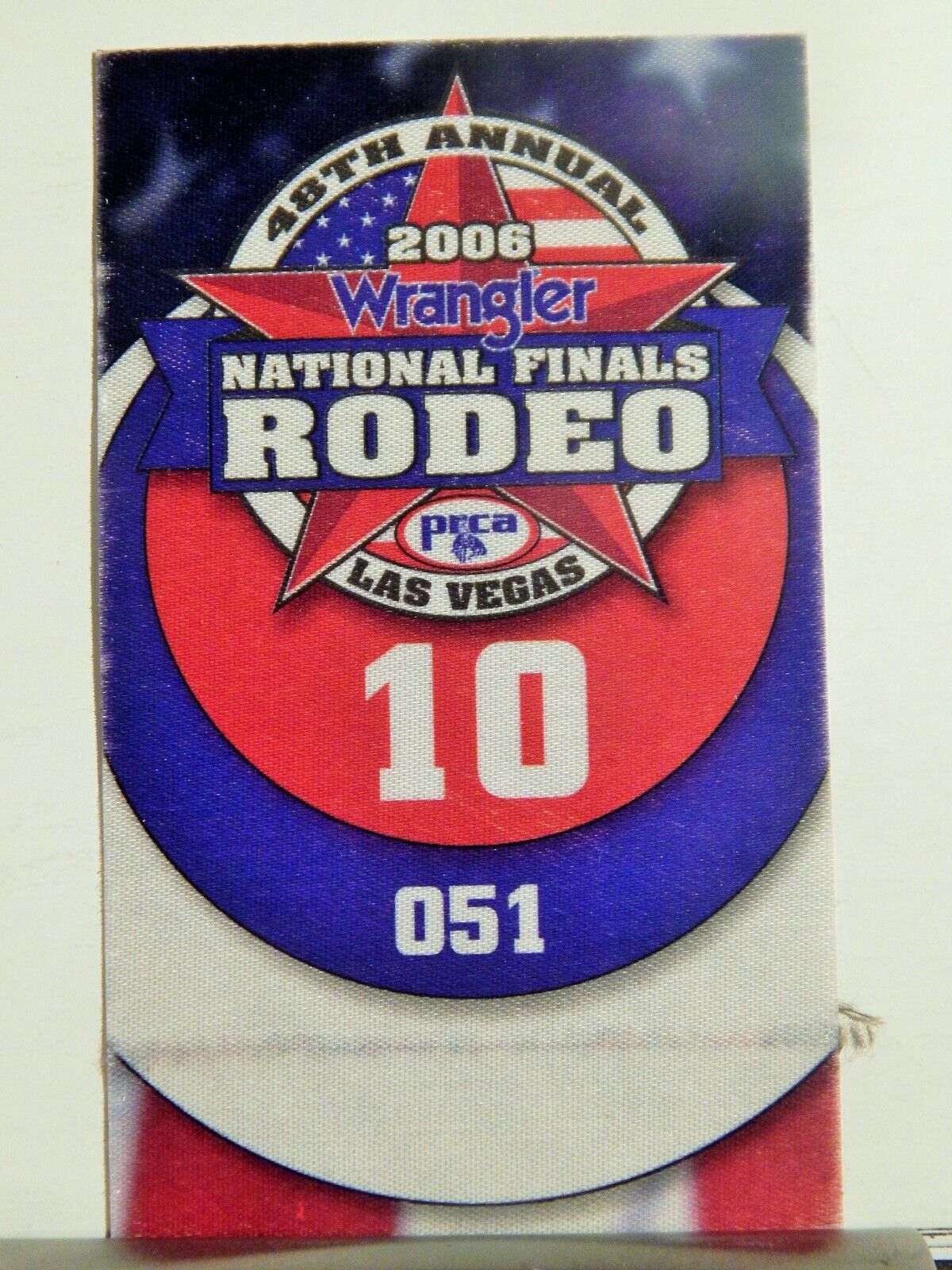 2006 NATIONAL FINALS RODEO LG ORIGINAL PRESS-ON FABRIC PATCH CREDENTIAL