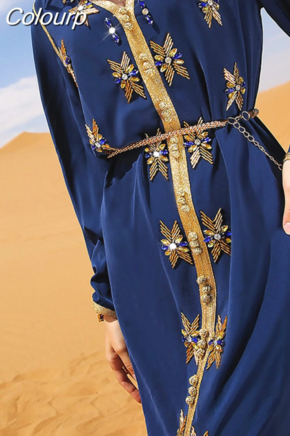 Colourp Middle Eastern Party Festive Abaya Dress for Women Luxury Arabic Oman Dubai Turkey Moroccan Caftan Diamond Robe 2023