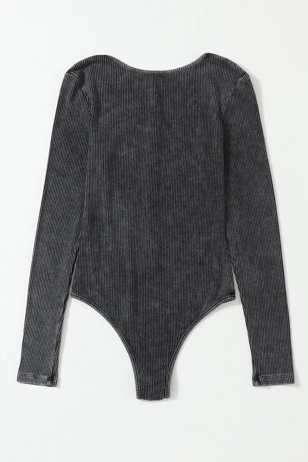 Casual Ribbed Knit Henley Top