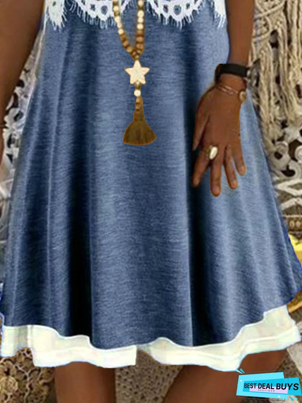 New Women Chic Vintage Hippie Shift Sleeveless Boho Floray Knitting Dress