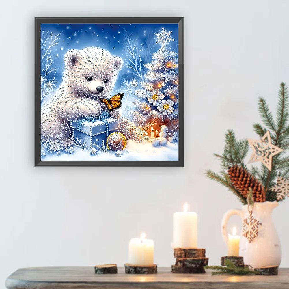 Diamond Painting - Partial Special Shaped Drill - Snow Bear(Canvas|30*30cm)