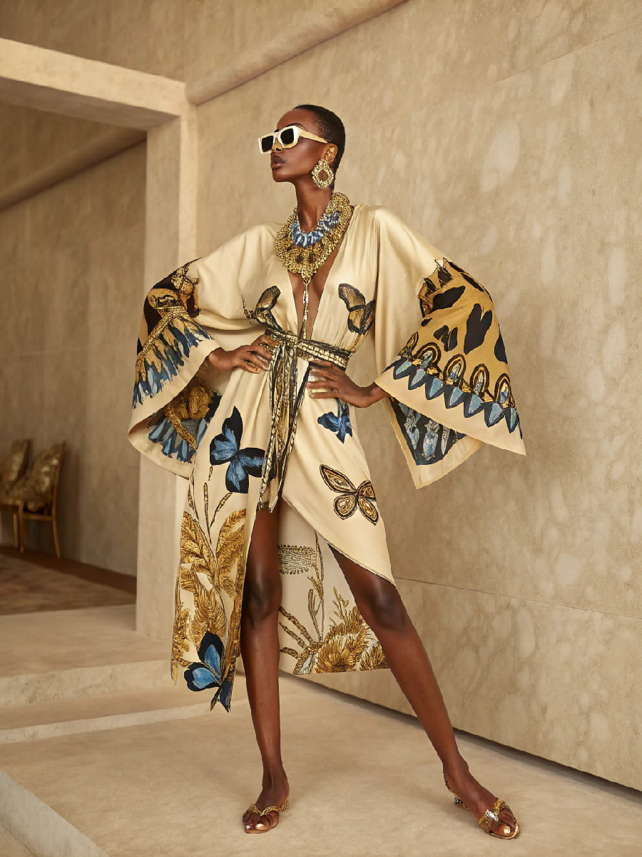 Elgant Robe Women's V-neck Silk Elegant Robe