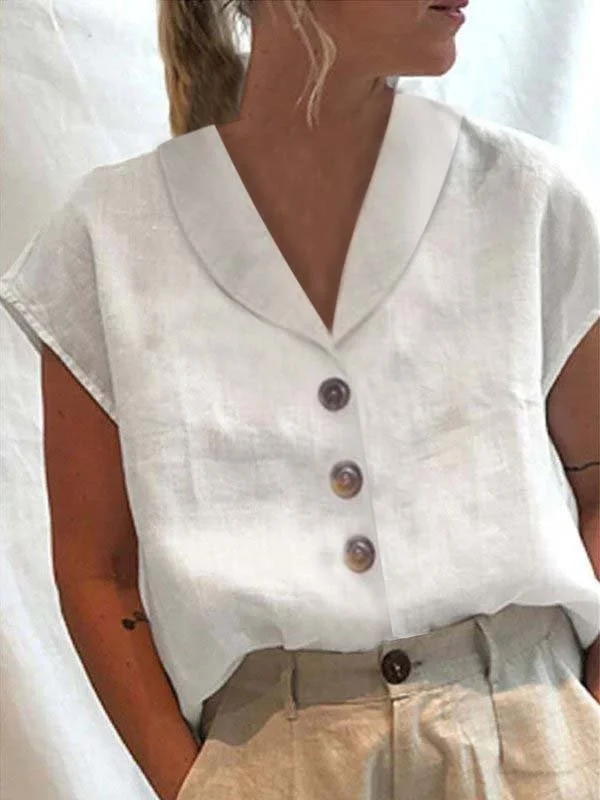 Women's Cotton Linen Casual Button-Up Shirt socialshop