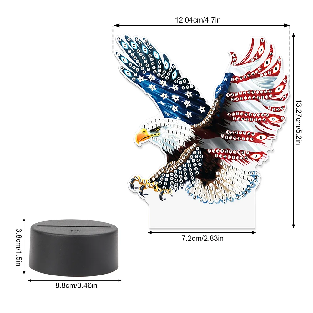 5D DIY US Flag Eagle Diamond Painting Night Light Diamond Painting Lamp