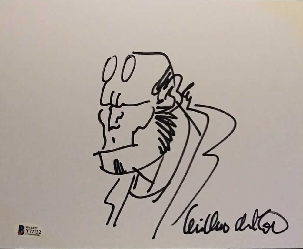 Guillermo del Toro sketch signed 8x10 BECKETT