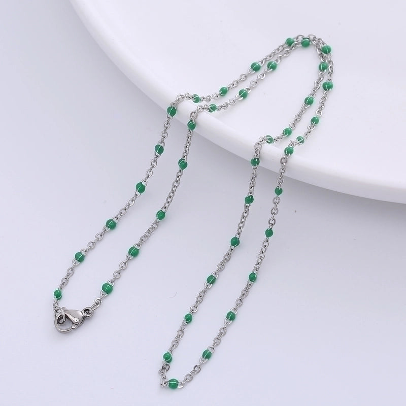 2 Pieces 304 Stainless Steel 18K Gold Plated Hawaiian Bohemian Epoxy Plating Geometric Necklace