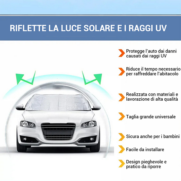 Copertura per parabrezza auto con ventose