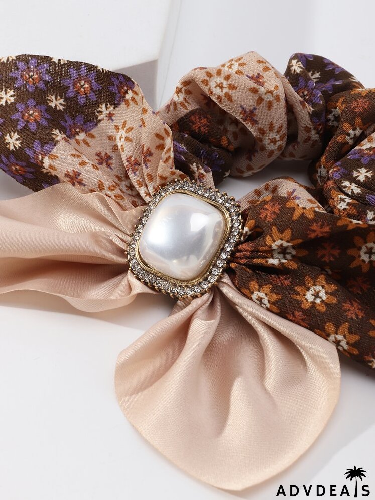 Bow & Rhinestone Decor Hair Tie