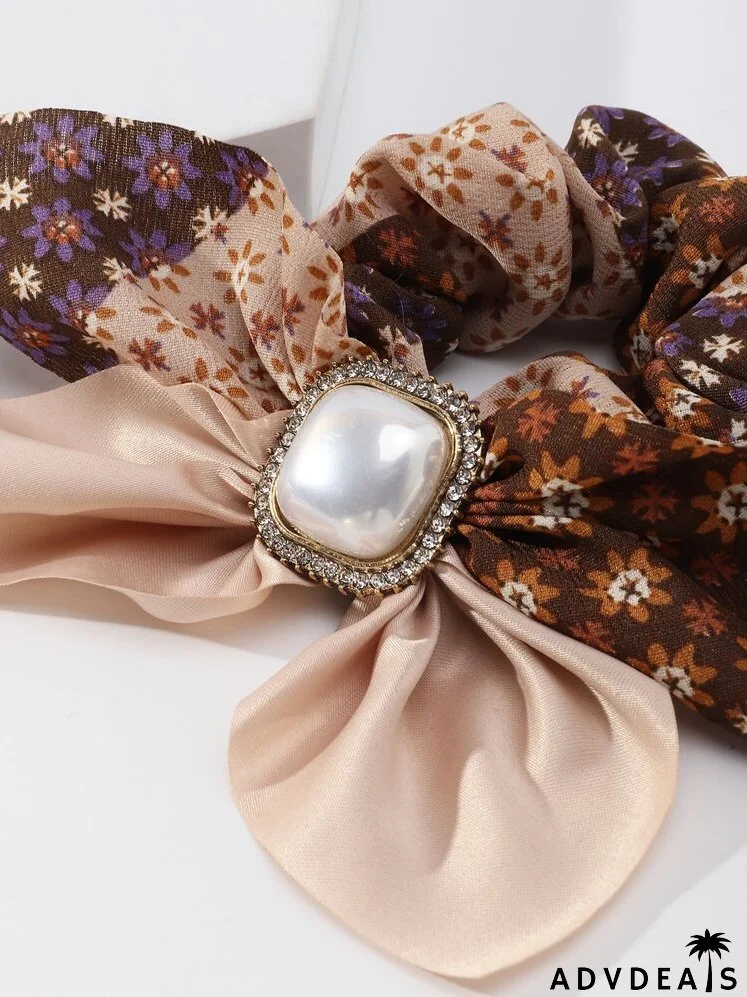 Bow & Rhinestone Decor Hair Tie