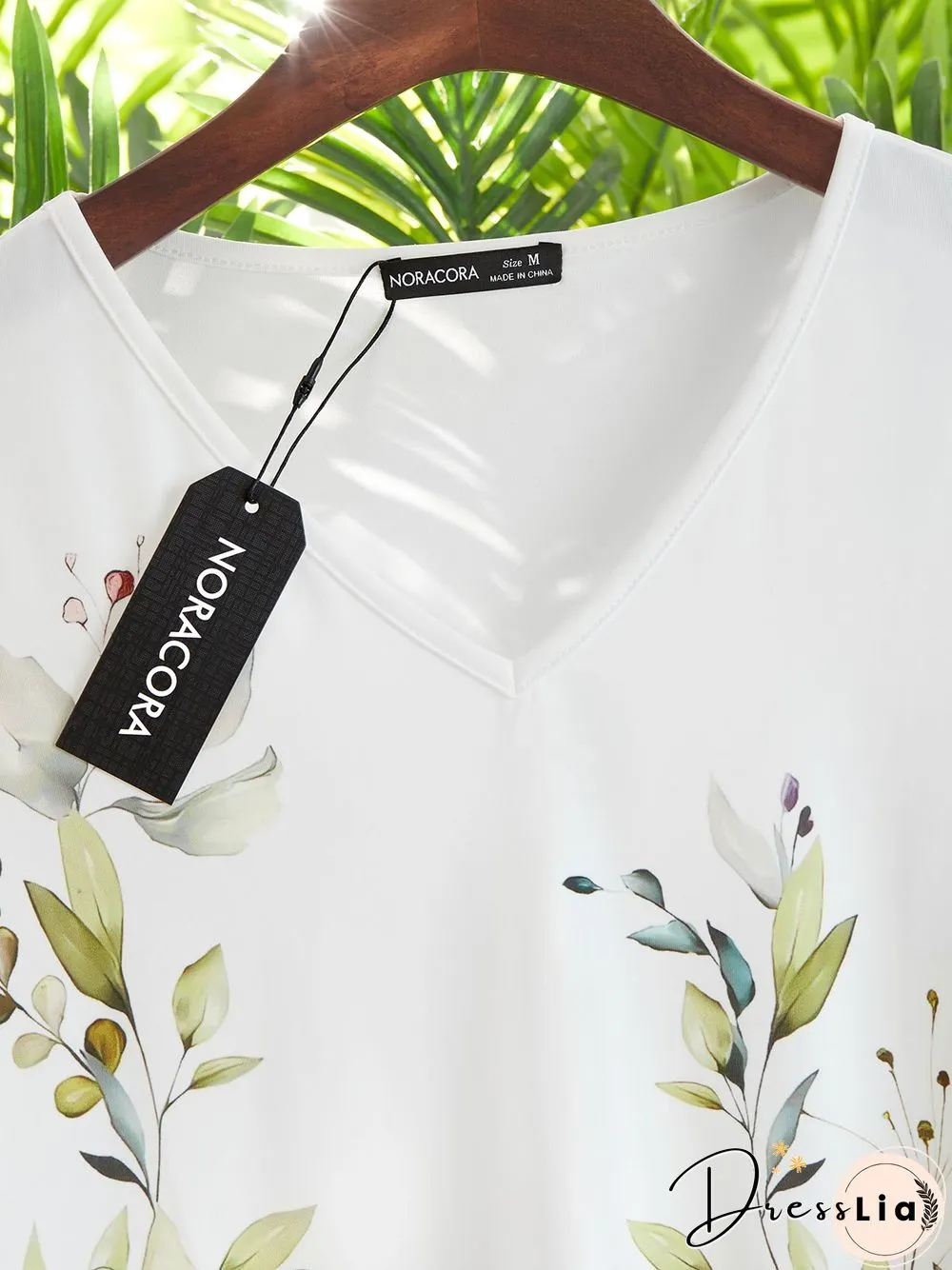 Leaves V neck Casual Short Sleeve T-Shirt