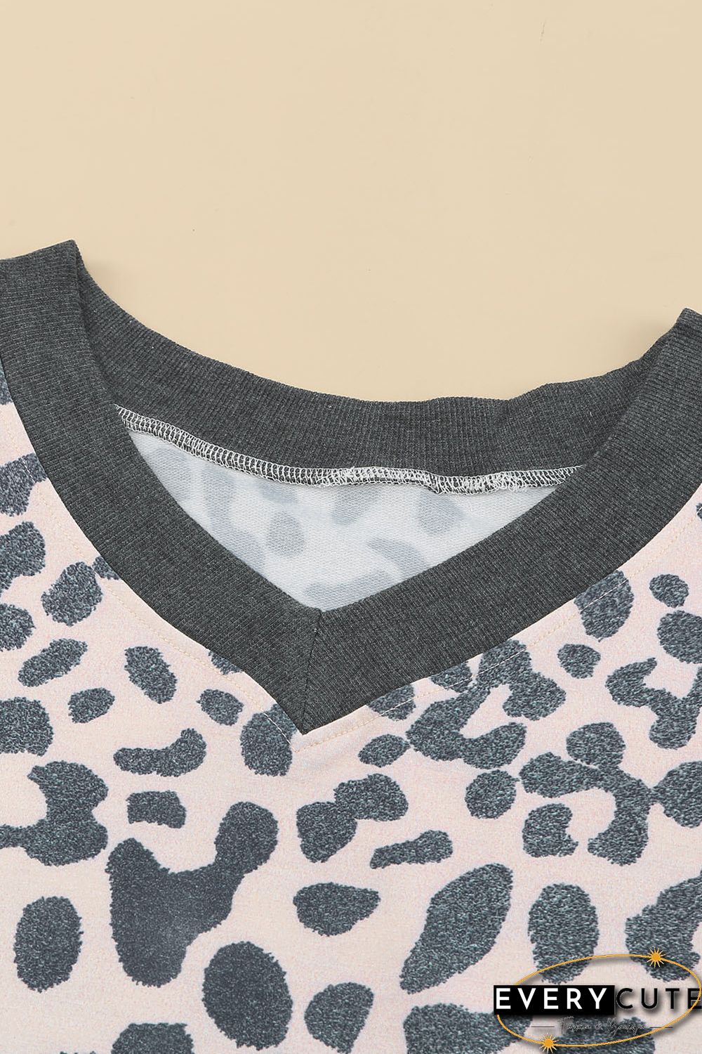 Leopard Print V Neck Loose Plus Size Blouse