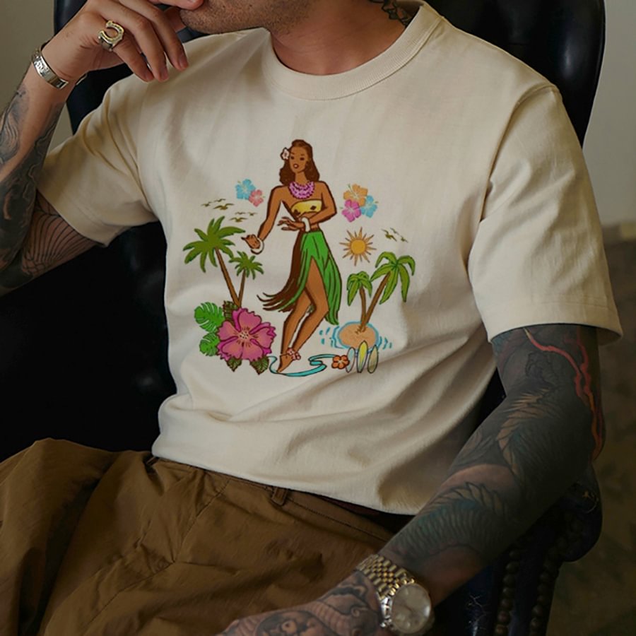 Retro casual men's Hawaiian T-shirt