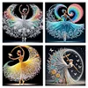 (US Only)4Pcs 30x30cm Girl 5D DIY Special Shape Crystal Partial Diamond Painting Kit Art