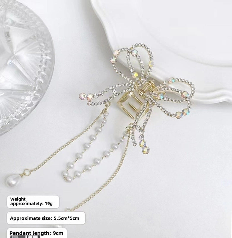 Metal Butterfly Hairpin Women’s High-grade Temperament Half-tie Hair Tassel Pendant Hair Accessories New Back Head Clip