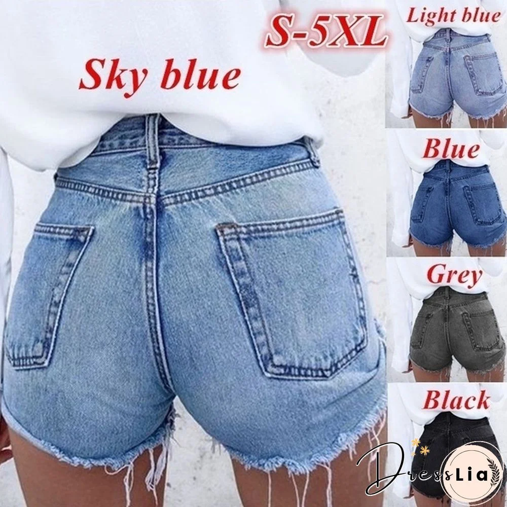 Summer Womens Fashion Hot Style Bodycon Ripped Denim Short Slim Fit Jean Short Pant