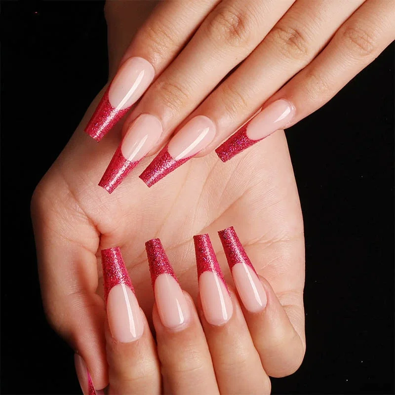 24pcs Khaki Dye Matte Frosted Fake Nails stiletto Dark Blue Color Pointed Head Long Style Wearable ABS Resin Finished Fingernail-Nail Inspo