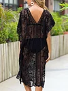 Simple Gauze Crochet Half Sleeves Cover-Ups Tops