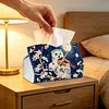 (25cm)Moon Violin Snow Owl DIY Diamond Painting PU Tissue Holder Box