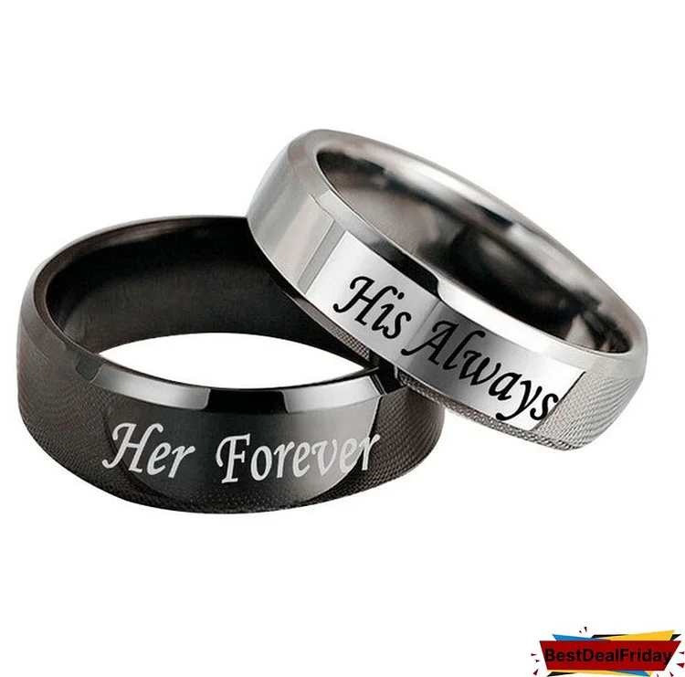 1 PC His Always Her Forever Couple Ring Stainless Steel Rings for Women Men Lovers Promise Ring Jewelry Wedding Engagement Gifts