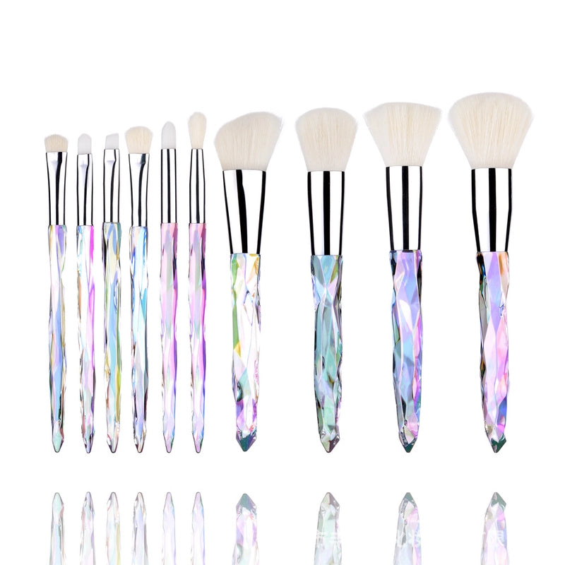 Minimalist Pink Purple Blue Arylic Artificial Fiber Acrylic Handle Makeup Brushes 1 Set