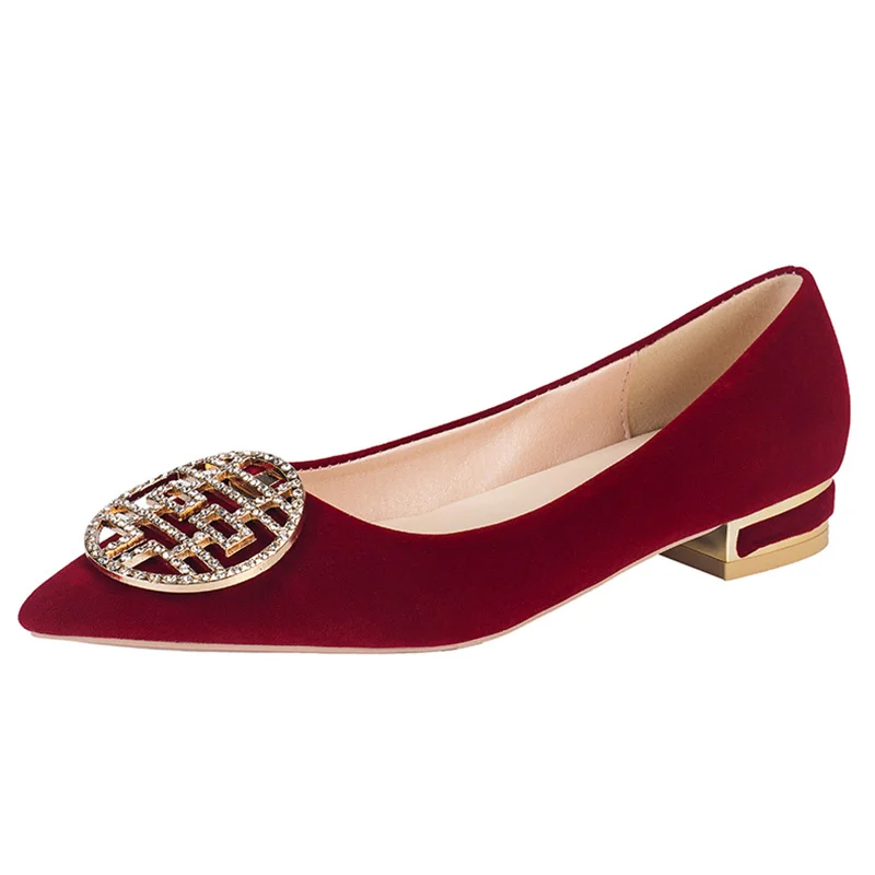 Tanguoant Tanguoant Shoes He Wedding Dress Diamond Bride Shoes Red High Heels Female Spring And Autumn Fine Heel Pointed Fashion In The Heel Single Shoes
