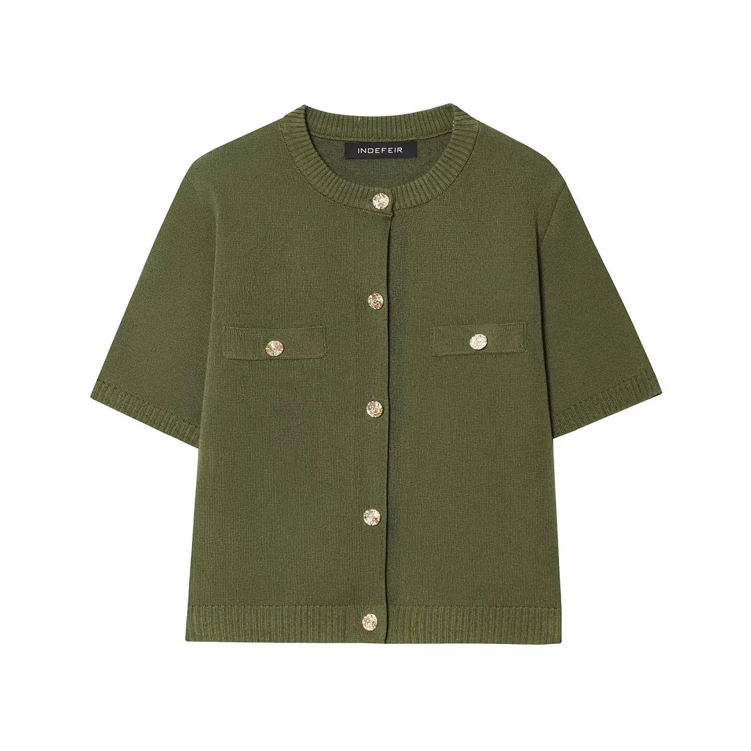 Nigikala Nigikala Spring 2025 New Women's Short-Sleeved Simple Fashion Knitted Jacket Skirt 1822023 1822025