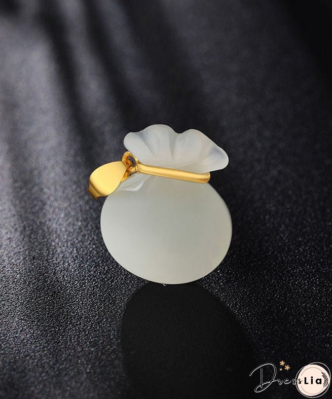 Handmade Gold Inlaid Jade Lucky Bag Pendant Necklace