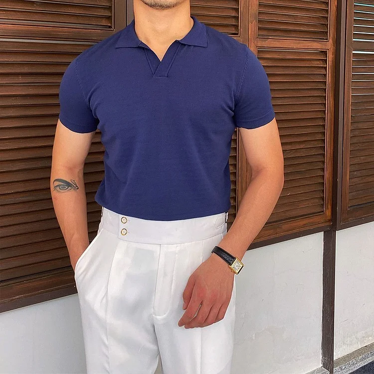 Classic Henley Shirts Casual Slim Fit Solid Color Golf Polo
