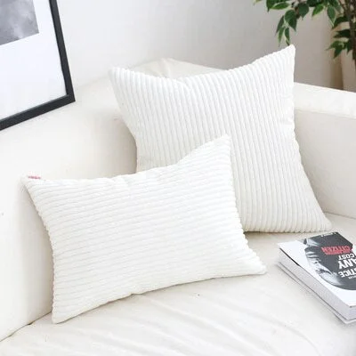 Soft Velvet Cushion Cover Solid Pillow Case Corduroy Flocking Stripe Yellow Gray PinHome Decorative Pillow Cover 45x45cm 30x50cm