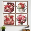 12pcs Red Roses In Vase-11CT Stamped Cross Stitch Set 12.5*12.5cm/4.92*4.92in tapestrymarket