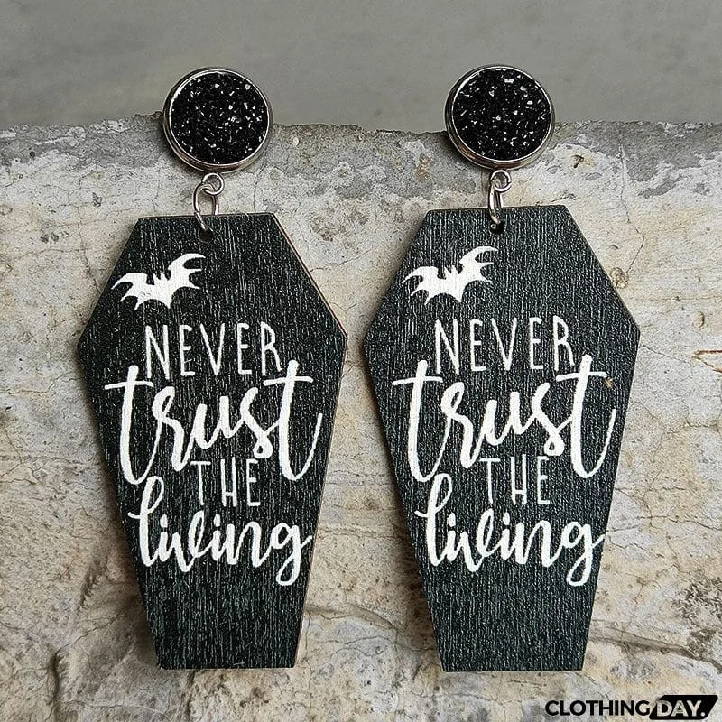 Coffin Shape Wooden Dangle Earrings