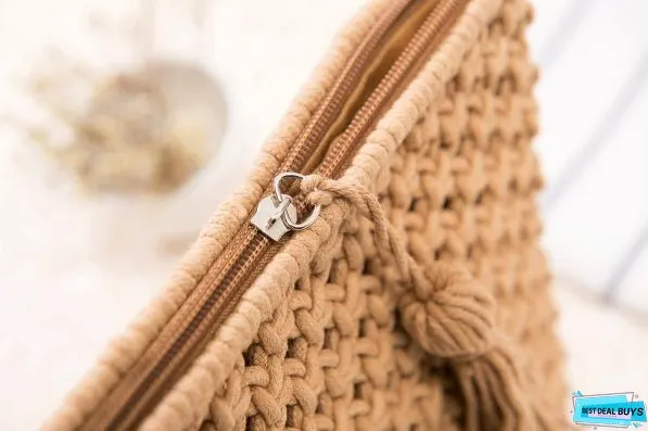 Paziye Boho Tassel Woven Straw Clutch Bag